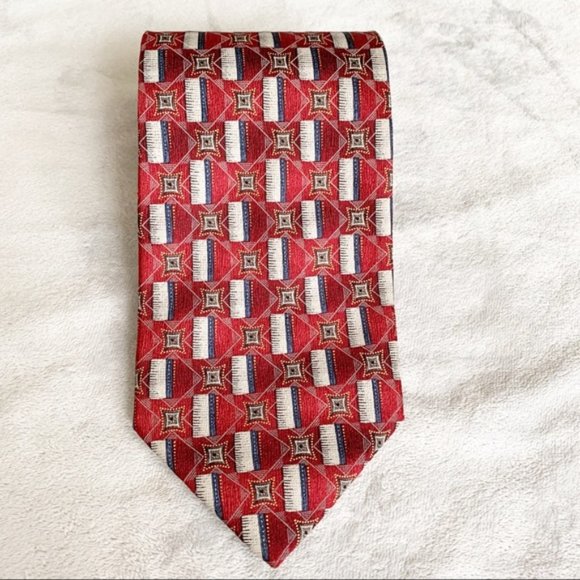Vintage 90’s Print 100% Silk Tie - Picture 1 of 1